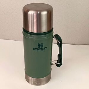 Stanley Vacuum insulated  green stainless steel  hot cold wide mouth cup/bottle